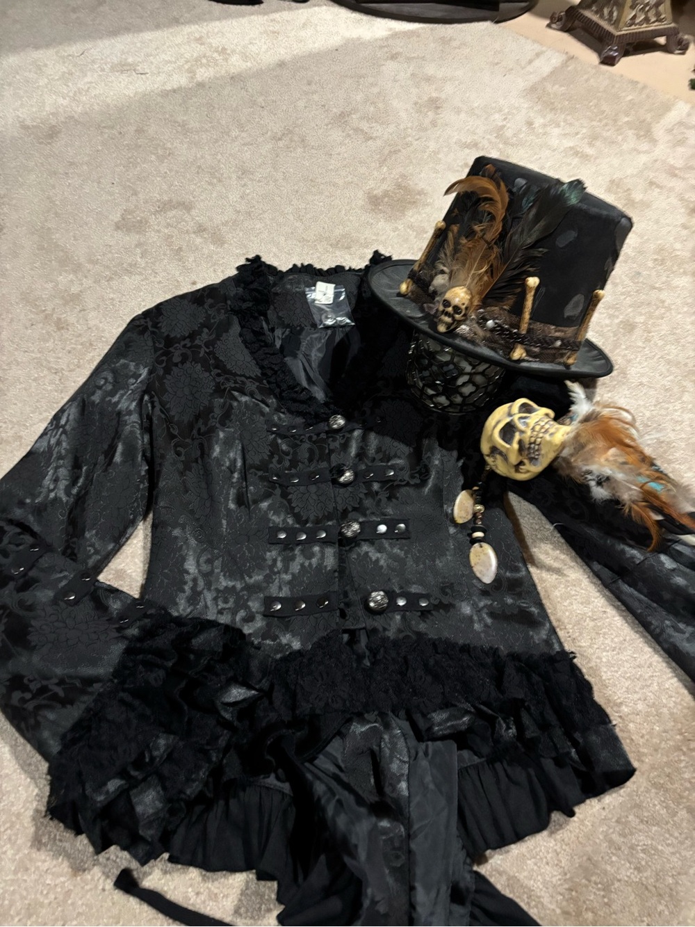 Black Women's Gothic Lace Trim Jacket